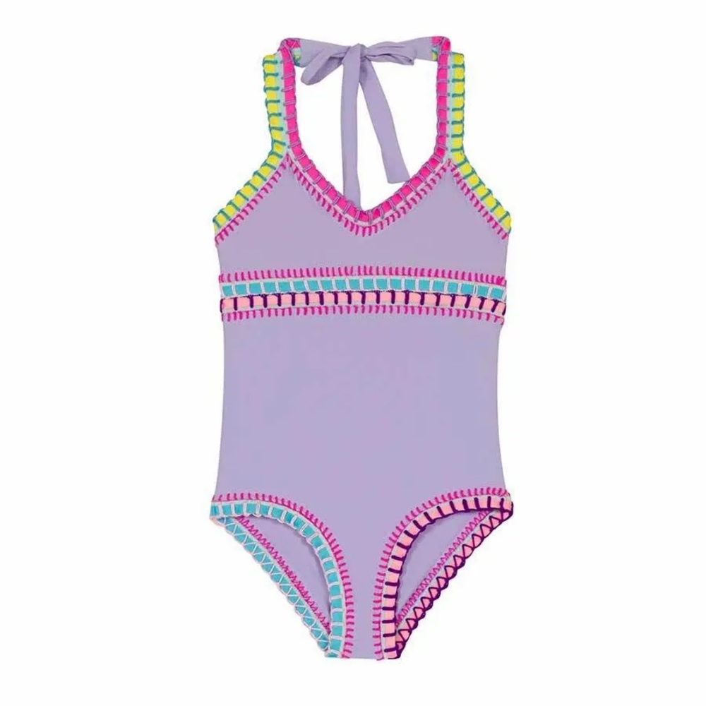 PILYQ KIDS LAVANDER RAINBOW EMBROIDERED ONE PIECE